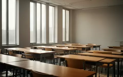 Ein leerer, modern gestalteter Klassenraum mit Holztischen und natürlichem Lichteinfall. - Foto: über boerse-global.de