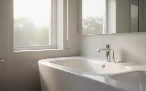 Ein helles, minimalistisches Badezimmer mit weichem Tageslicht und klaren architektonischen Linien. - Foto: über boerse-global.de