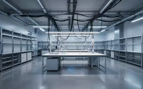 Ein minimalistisches, modernes Industrielabor mit polierten Betonböden und technischer Infrastruktur ohne Personen. - Foto: über boerse-global.de
