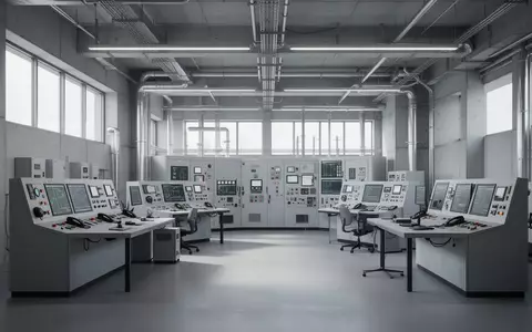 Ein minimalistischer, moderner Kontrollraum eines Versorgungsunternehmens mit klaren architektonischen Linien und Tageslicht. - Foto: über boerse-global.de
