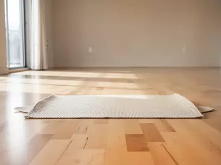 Eine leere, helle Yoga-Matte auf einem Holzboden in einem minimalistischen, lichtdurchfluteten Raum. - Foto: über boerse-global.de