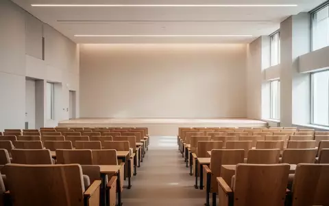 Ein moderner, leerer Hörsaal in einer medizinischen Universität mit natürlichem Lichteinfall. - Foto: über boerse-global.de