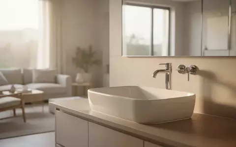 Ein helles, minimalistisches Badezimmer mit einem weißen Keramikwaschbecken in natürlichem Tageslicht. - Foto: über boerse-global.de