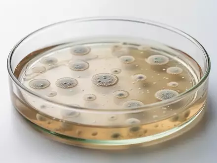 Nahaufnahme von bakteriellen Kulturen auf einer Nährbodenplatte in einem Labor zur Mikrobiomforschung. - Foto: über boerse-global.de