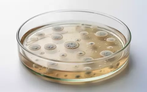 Nahaufnahme von bakteriellen Kulturen auf einer Nährbodenplatte in einem Labor zur Mikrobiomforschung. - Foto: über boerse-global.de