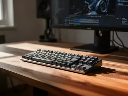 Ein aufgeräumter, minimalistischer Arbeitsplatz mit einem hochwertigen Schreibtisch aus Holz in einem hellen, sonnendurchfluteten Studio. - Foto: über boerse-global.de