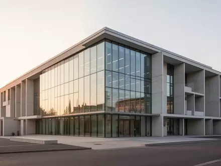 Ein modernes, schlichtes Verwaltungsgebäude mit Glasfassade und architektonisch klaren Linien bei Tageslicht. - Foto: über boerse-global.de