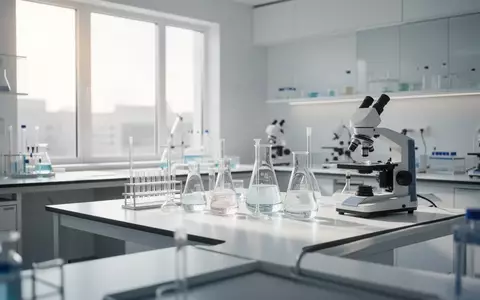 Ein minimalistisches, helles Labor mit wissenschaftlichen Instrumenten und Glasgeräten auf einer sauberen Arbeitsfläche. - Foto: über boerse-global.de