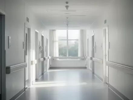 Ein moderner, heller Krankenhausflur mit minimalistischem Design und natürlichem Lichteinfall. - Foto: über boerse-global.de
