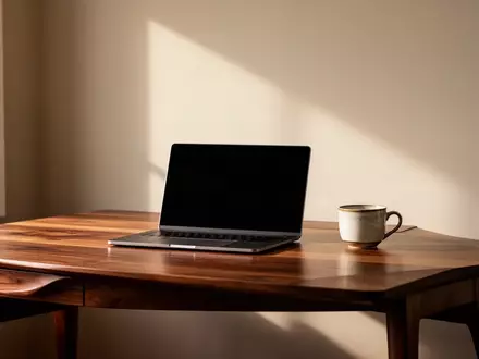 Ein aufgeräumter Schreibtisch mit einem geschlossenen Laptop in einer ruhigen, hellen Büroumgebung. - Foto: über boerse-global.de
