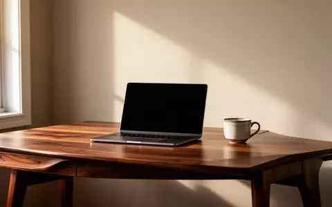 Ein aufgeräumter Schreibtisch mit einem geschlossenen Laptop in einer ruhigen, hellen Büroumgebung. - Foto: über boerse-global.de