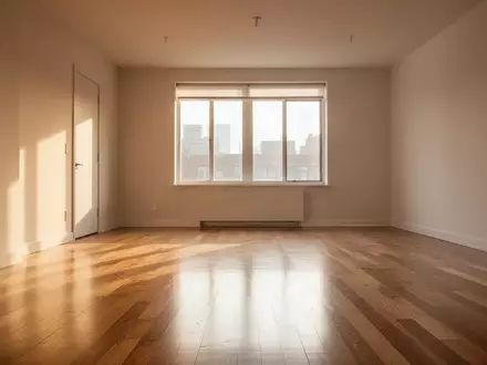 Ein heller, minimalistisch eingerichteter Wohnraum mit hellem Holzboden und natürlichem Lichteinfall. - Foto: über boerse-global.de