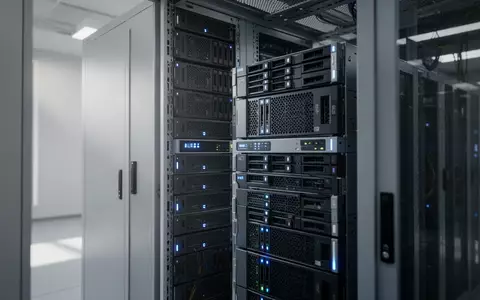 Ein minimalistischer Serverraum mit moderner Hardware und subtilen Statusleuchten in einer professionellen Umgebung. - Foto: über boerse-global.de