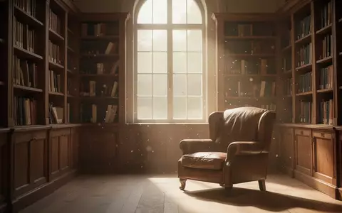 Ein ruhiger, von Sonnenlicht durchfluteter Raum in einer Bibliothek mit leeren Regalen und einem gemütlichen Sessel. - Foto: über boerse-global.de