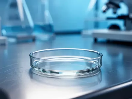Eine leere Labor-Petrischale auf einem sterilen Edelstahltisch in einem Forschungslabor. - Foto: über boerse-global.de