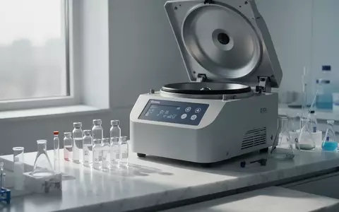 Moderne medizinische Laborausstattung mit Zentrifuge und Reagenzgläsern in einer sterilen, minimalistischen Umgebung. - Foto: über boerse-global.de