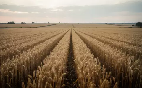 Weites goldenes Weizenfeld unter einem bewölkten Himmel in einer ländlichen Agrarlandschaft. - Foto: über boerse-global.de