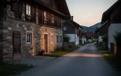 Eine ruhige, leere Wohnstraße in einem bayerischen Dorf in der Abenddämmerung. - Foto: über boerse-global.de