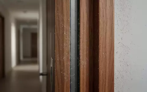 Nahaufnahme eines Türspalts in einem ruhigen Hausflur, die als potenzielle Schwachstelle für Einbruchsmarkierungen dient. - Foto: über boerse-global.de