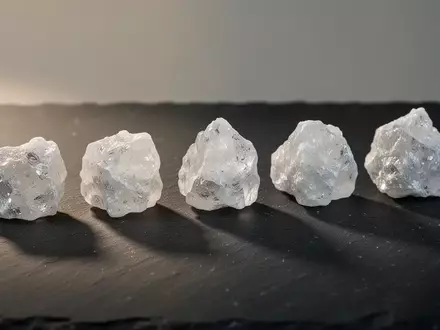 Nahaufnahme von rohen Magnesiumkristallen auf einer dunklen Schieferplatte bei natürlichem Lichteinfall. - Foto: über boerse-global.de