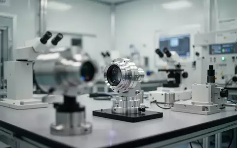 Ein steriler Laborraum mit optischen Messgeräten und einer metallischen Linseneinheit auf einem Arbeitstisch. - Foto: über boerse-global.de
