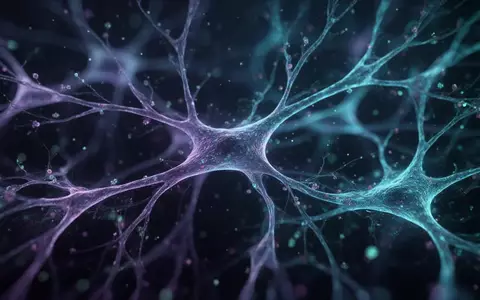 Mikroskopische Aufnahme von Gliazellen und neuronalen Netzwerken mit fluoreszierender Färbung in Blau- und Violetttönen. - Foto: über boerse-global.de