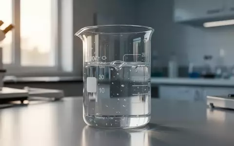Ein gläsernes Laborgefäß mit einer klaren Flüssigkeit in einer modernen Laborumgebung, beleuchtet durch weiches Tageslicht. - Foto: über boerse-global.de