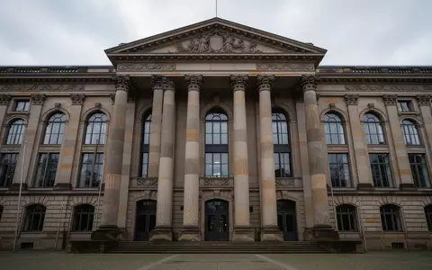 Die Fassade eines historischen Gerichtsgebäudes in Karlsruhe unter einem bewölkten Himmel. - Foto: über boerse-global.de