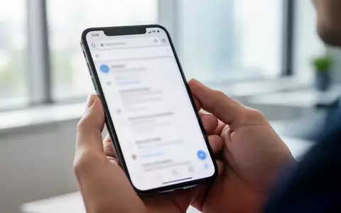Smartphone in einer Hand gehalten vor einem unscharfen Büro-Hintergrund. - Foto: über boerse-global.de
