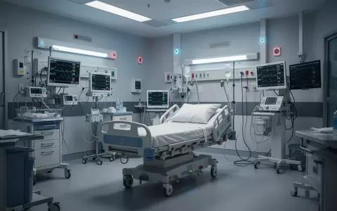 Ein leeres, hochmodernes Intensivzimmer in einer Klinik mit medizinischen Überwachungsgeräten in einer ruhigen Atmosphäre. - Foto: über boerse-global.de