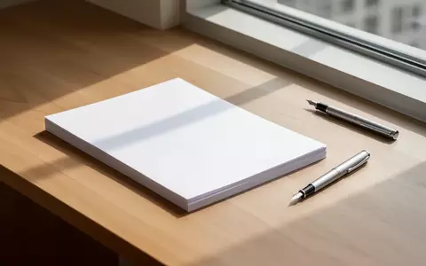 Ein minimalistischer Schreibtisch mit leerem Papier und einem Füllfederhalter bei natürlichem Tageslicht. - Foto: über boerse-global.de