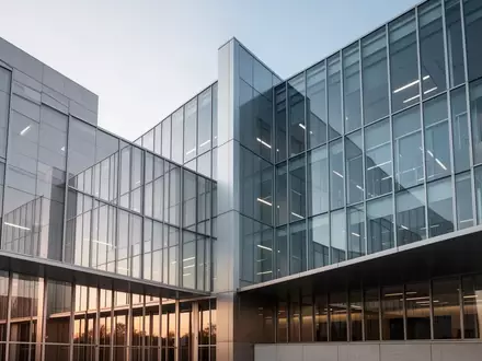 Moderne Glas- und Stahlfassade eines Verwaltungsgebäudes bei klarem Himmel. - Foto: über boerse-global.de