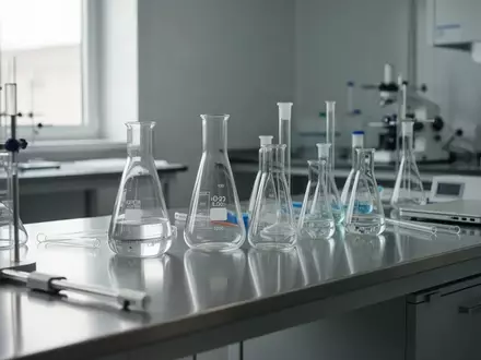 Ein modernes, steriles Labor mit Glasgefäßen auf einer Edelstahlarbeitsfläche bei natürlichem Lichteinfall. - Foto: über boerse-global.de
