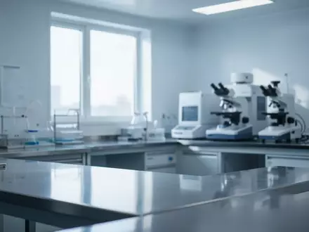 Ein minimalistisches, steriles Labor mit modernen Edelstahloberflächen und hellem, natürlichem Lichteinfall. - Foto: über boerse-global.de