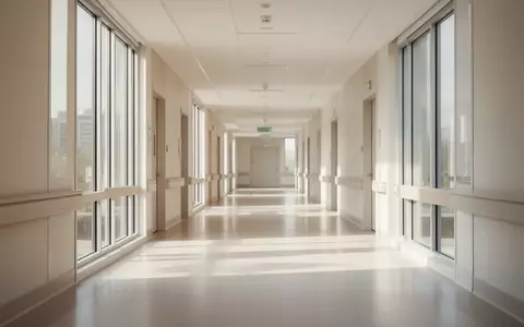 Ein heller, moderner Krankenhausflur mit natürlichem Lichteinfall und minimalistischer Gestaltung. - Foto: über boerse-global.de