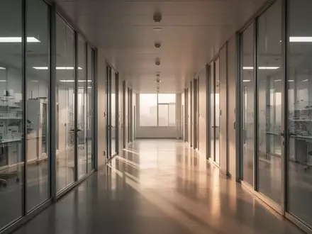 Ein heller, minimalistischer Flur in einem Forschungsinstitut mit einfallendem Tageslicht und klaren architektonischen Linien. - Foto: über boerse-global.de