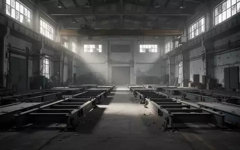 Eine weitläufige, leere Industriehalle mit hohen Decken und Stahlplattformen, die den massiven Ausbau der Fertigungskapazitäten symbolisiert. - Foto: über boerse-global.de
