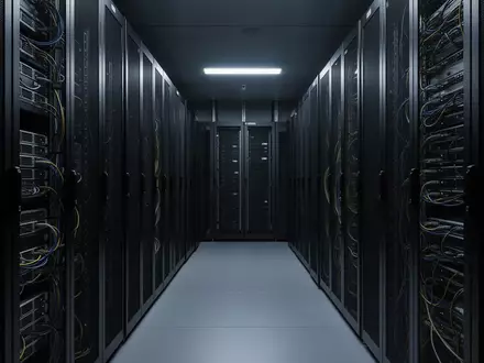 Ein moderner, steriler Serverraum mit dunklen Schaltschränken in einer industriellen Umgebung. - Foto: über boerse-global.de