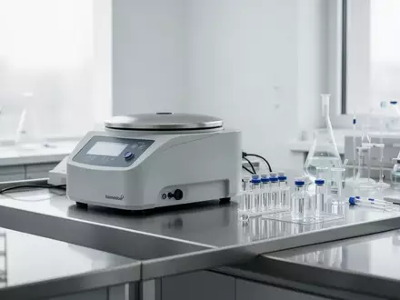 Eine sterile, moderne medizinische Laborumgebung mit Laborgeräten auf einem Edelstahltisch bei natürlichem Tageslicht. - Foto: über boerse-global.de