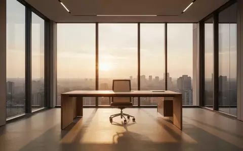 Ein heller, moderner Büroarbeitsplatz mit einfallendem Sonnenlicht und leeren Schreibtischen. - Foto: über boerse-global.de