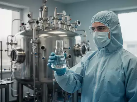Wissenschaftler in einem modernen Labor mit Bioreaktoren bei der Arbeit an einem Fermentationsprozess. - Foto: ĂĽber boerse-global.de