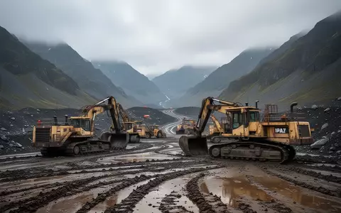Ein stillgelegtes Bergbaugelände in einer bergigen Landschaft mit schwerem Gerät unter bewölktem Himmel. - Foto: über boerse-global.de