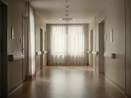 Ein ruhiger, lichtdurchfluteter Flur in einer medizinischen Einrichtung mit minimalistischer Architektur und sanften Farben. - Foto: über boerse-global.de