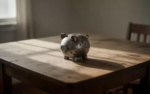 Ein einsames Sparschwein steht auf einem schlichten Holztisch in einem sonnendurchfluteten Raum. - Foto: über boerse-global.de