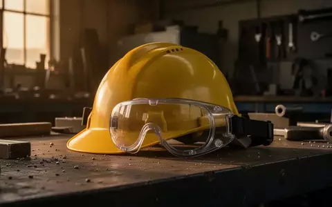 Symbolbild: Schutzhelm und Schutzbrille auf einer Werkbank - Foto: über boerse-global.de