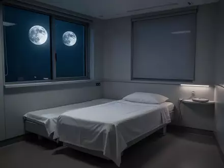 Ein ruhiges, modern eingerichtetes Schlaflabor bei Nacht mit einem unbenutzten Bett in einer minimalistischen Umgebung. - Foto: über boerse-global.de