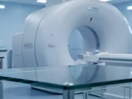 Ein klinischer, steriler Forschungsraum mit einem Teil eines MRT-Geräts im Hintergrund, der eine präzise wissenschaftliche Umgebung symbolisiert. - Foto: über boerse-global.de