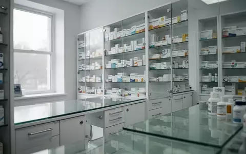Innenansicht einer modernen, hellen Apotheke mit geordneten Regalen und steriler Arbeitsumgebung. - Foto: über boerse-global.de
