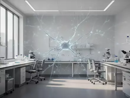 Abstraktes, minimalistisches Forschungs-Labor mit angedeuteten neuronalen Strukturen in einer ruhigen, hellen Umgebung. - Foto: über boerse-global.de