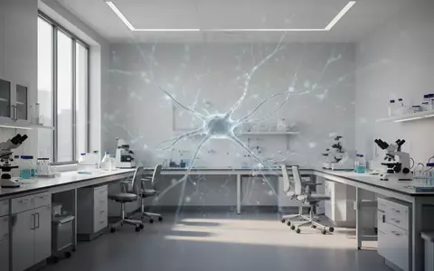Abstraktes, minimalistisches Forschungs-Labor mit angedeuteten neuronalen Strukturen in einer ruhigen, hellen Umgebung. - Foto: über boerse-global.de